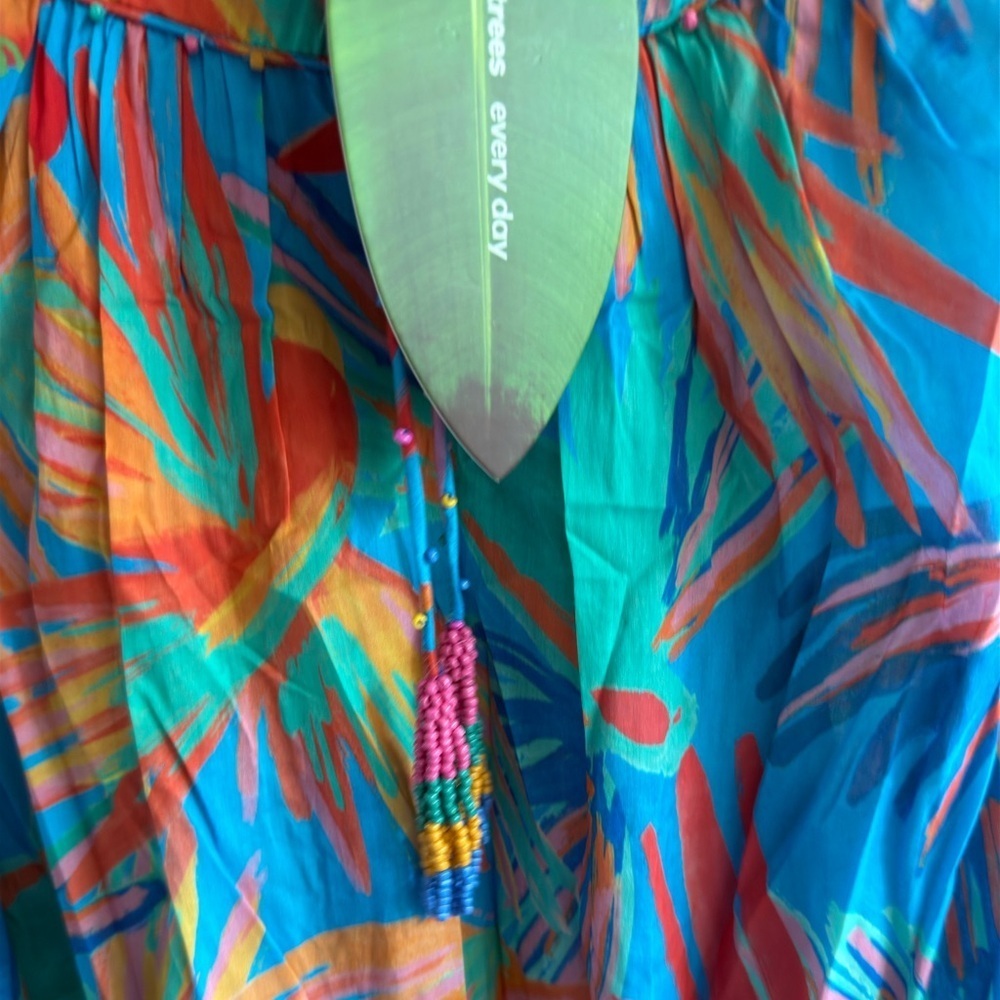 Farm Rio Painted Birds Cotton Midi-Dress - Picture 8 of 15
